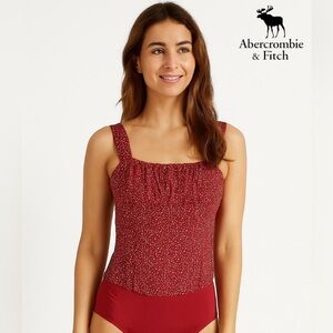 Abercrombie & Fitch Women’s Red & White Dots Tank Bodysuit